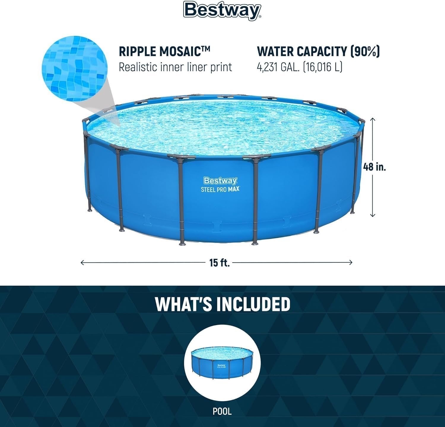 Bestway Steel Pro Max 15′ x 48″ Round Above Ground Pool Kit - image 5
