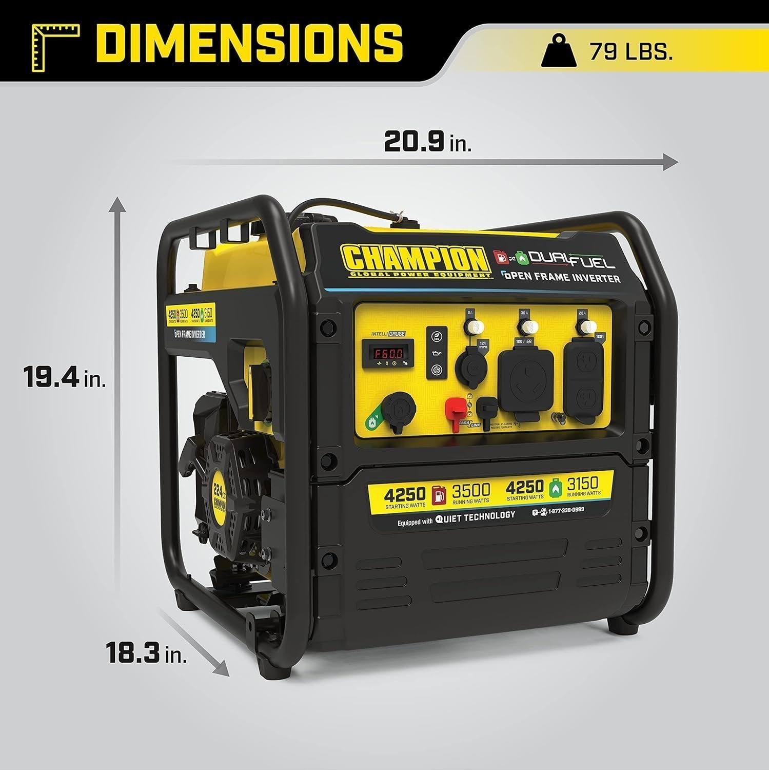 Champion 4250-Watt Dual Fuel RV Ready Open Frame Inverter Generator - image 4