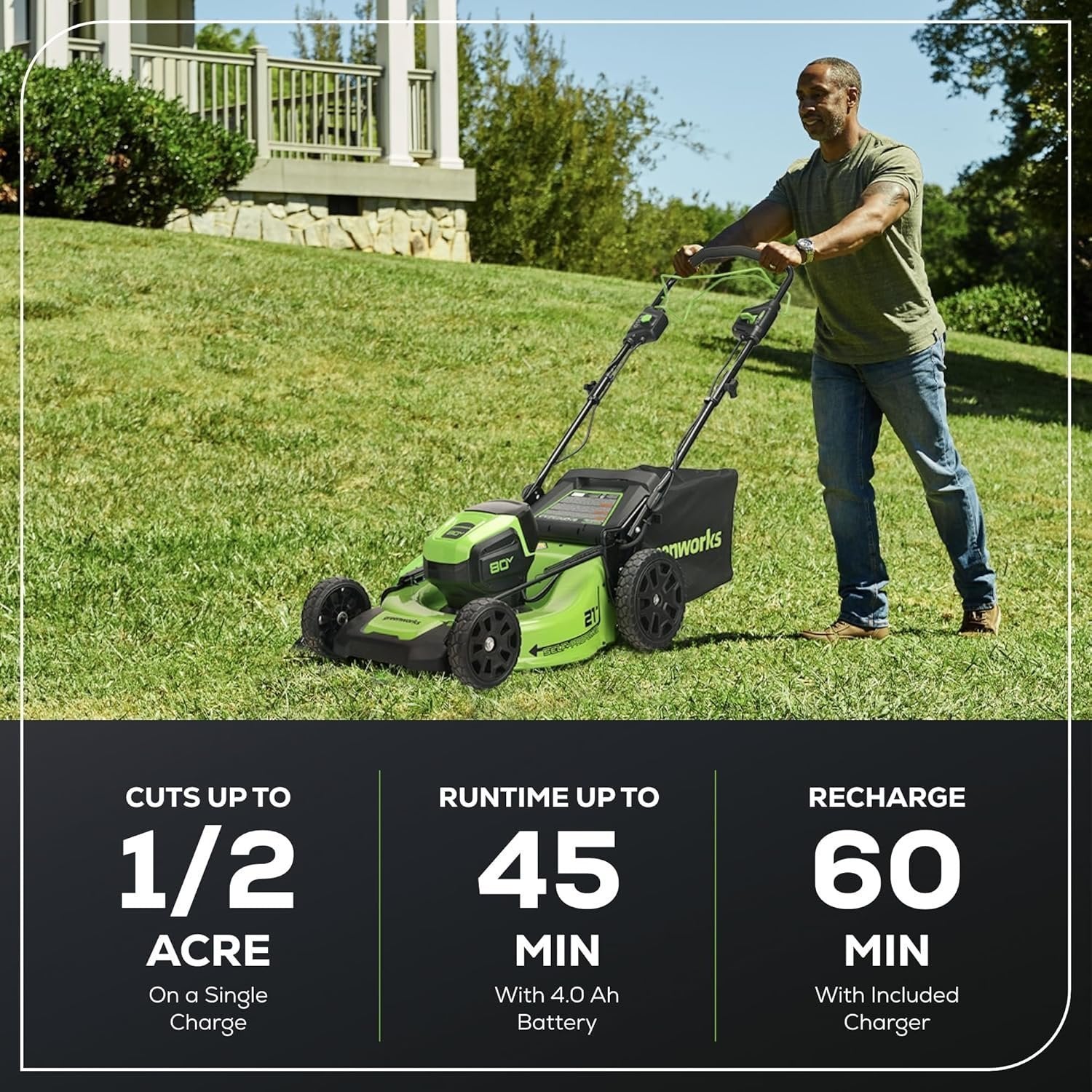 Greenworks 80V 21″ Cordless Self-Propelled Lawn Mower - image 5