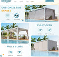 Erommy Outdoor Louvered Pergola Gazebo with Adjustable Aluminum Rainproof Roof - image 4