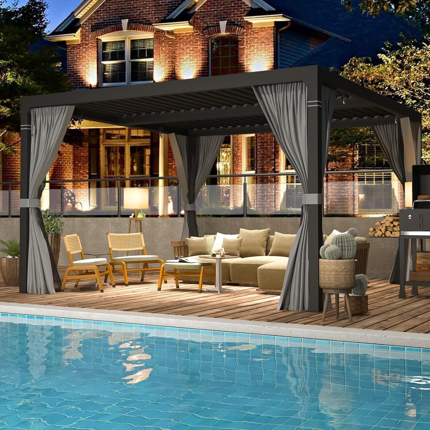 EROMMY 10 ft. W x 10 ft. D Outdoor Louvered Pergola - image 2