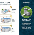 Bestway Steel Pro MAX 16 Foot x 48 Inch Round Metal Frame Above Ground Outdoor Swimming Pool Set - image 3