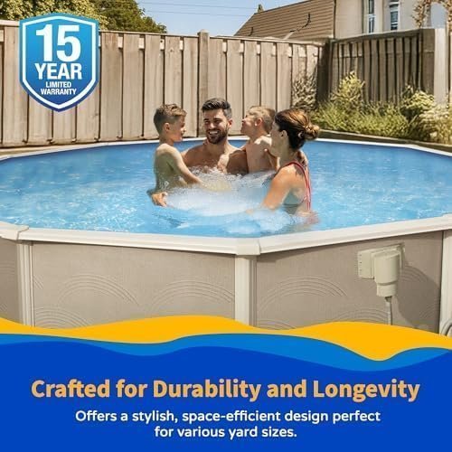 Blue Wave Belize 15-Feet Round 52-Inch Deep 6-Inch Top Rail Metal Wall Swimming Pool Package - image 3