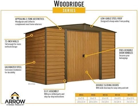 Arrow WR1012 Woodridge EG Steel Storage Shed, 10 by 12-Feet - image 4