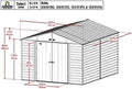 Arrow Select 10′ x 12′ Outdoor Lockable Steel Storage Shed Building, Charcoal - image 2