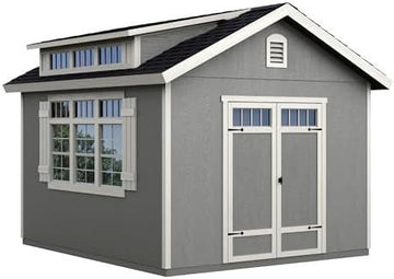 Handy Home Products Windemere 10×12 Do-it-Yourself Wooden Storage Shed with Floor, Beige - Bee Worths