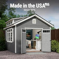 Handy Home Products Windemere 10×12 Do-it-Yourself Wooden Storage Shed with Floor, Beige - Bee Worths
