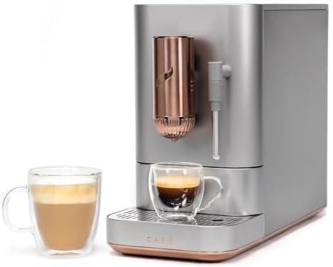 Café Affetto Automatic Espresso Machine + Milk Frother | Built-In & Adjustable Espresso Bean Grinder | One-Touch Brew in 90 Seconds | Steel Silver, 1.2 Liter, (C7CEBBS2RS3) - image 2