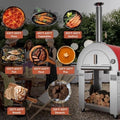 Empava Pizza Oven with Open Shelf and Wheels for Outdoor Kitchen, Wood Fire for Grill & Camping Backyard Party in Stainless Steel, 38.6 Inch, Italian Red - image 4