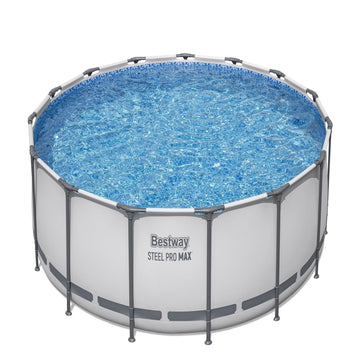 Bestway Steel Pro MAX 10 Foot x 30 Inch Round Metal Frame Above Ground Outdoor Backyard Swimming Pool Set with 330 GPH Filter Pump